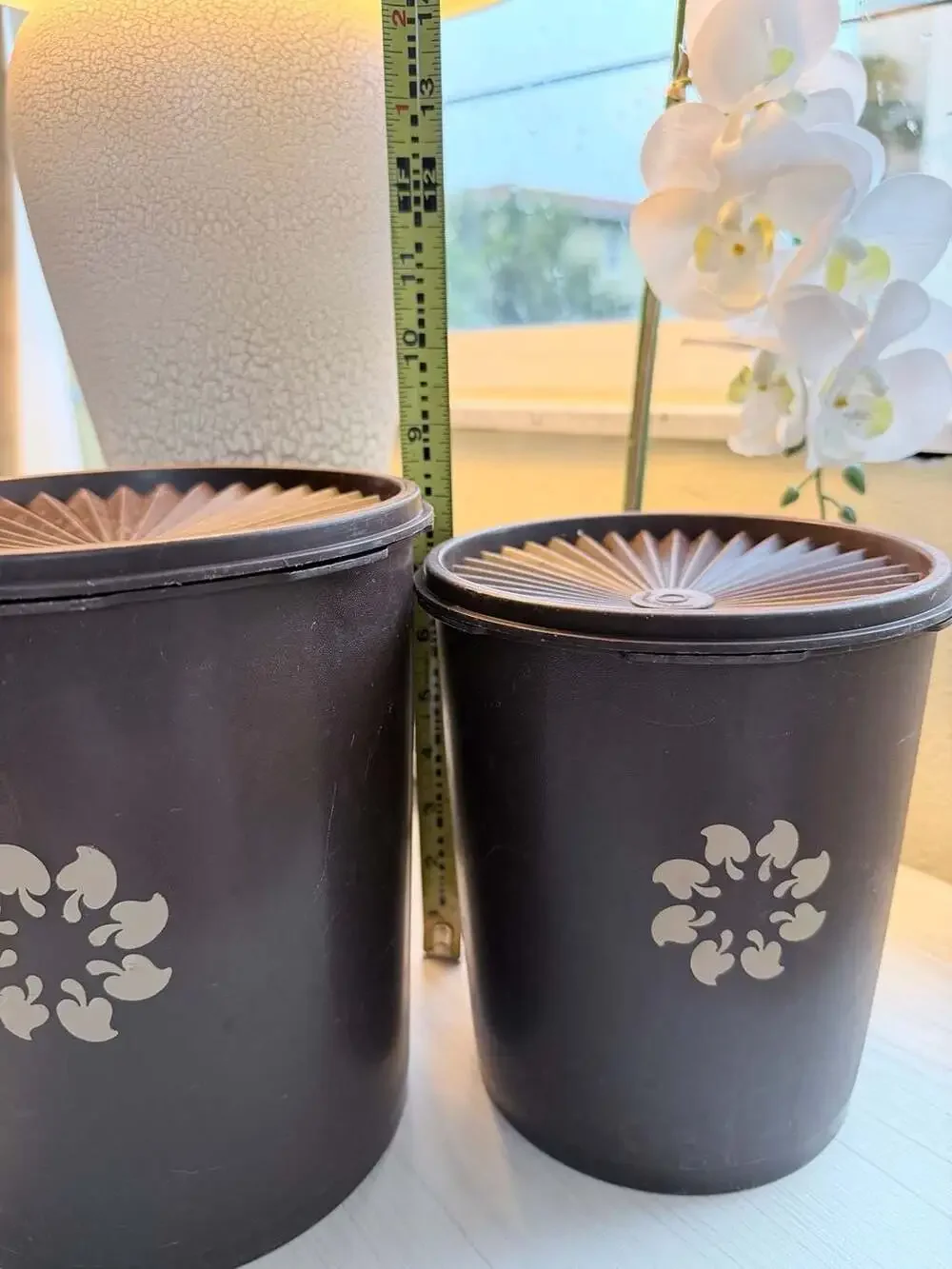 Vintage Tupperware Brown Mushroom Servalier Nesting Canister Set of 2 With Lids